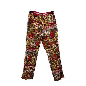 ITW by Claude Brown Pants Womens 2 Venice Print Multicolor Side Zip